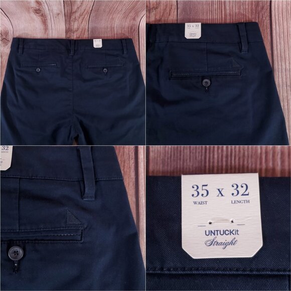 *FLAWS* NWT UNTUCKit Mens Size 35X32 St Clair Straight Leg Pants Navy Blue 40291 - Picture 8 of 13
